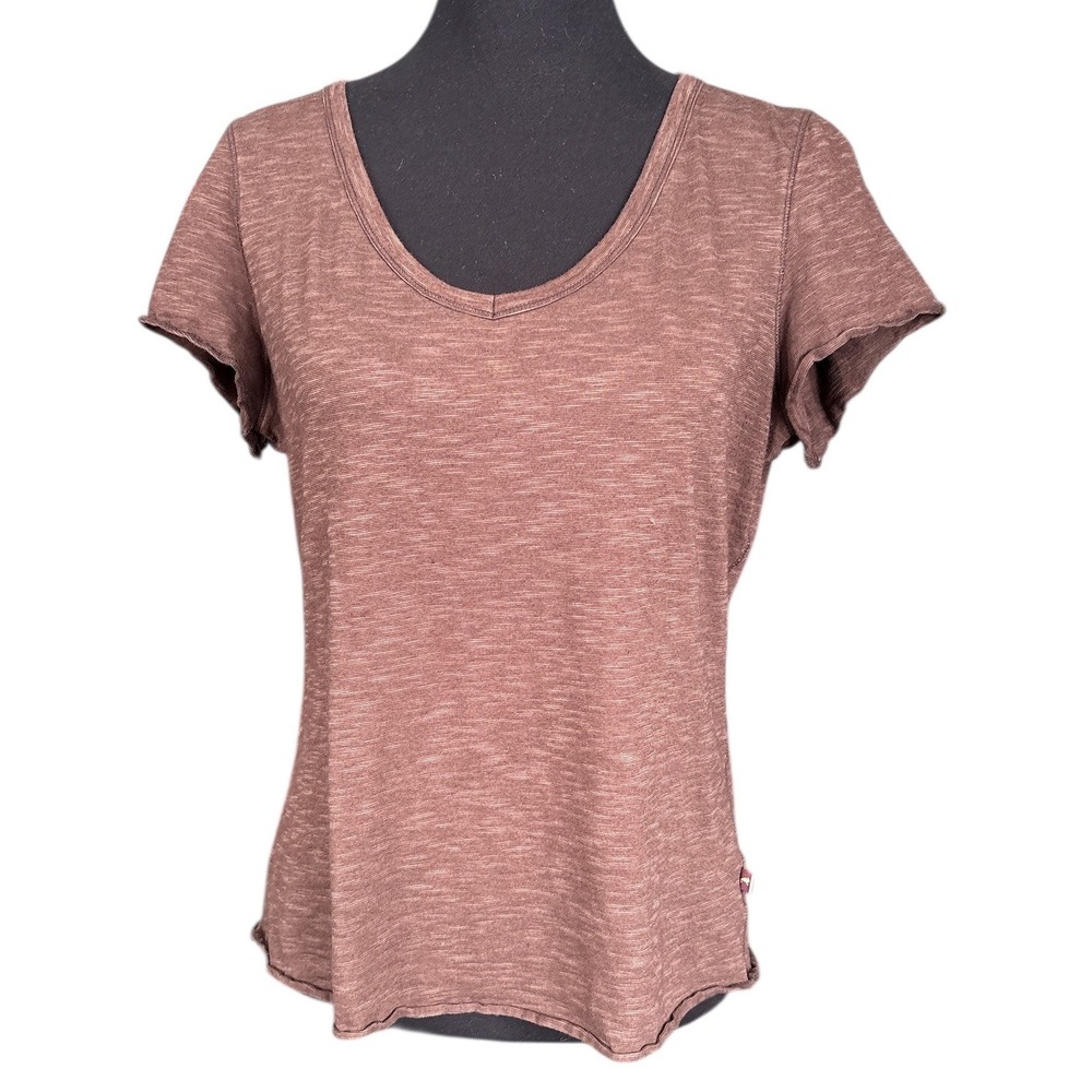 Horny Toad Brown Slub Knit V-Neck T-shirt, Large, Athletic, Performance, Casual